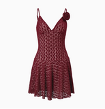Sexy V-neck 3D Flower Strap A-line Homecoming Dress HZ1022