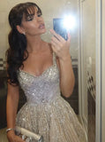 Shiny White Strappy V-Neck Beaded A-Line 17th Birthday Homecoming Dress HZ1022