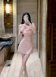 Gentle Pink Short Birthday Dress Tube Top Shimmering Homecoming Dress HZ1022