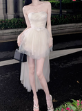 Princess Tube Top One Shoulder Tulle Train 17th Birthday Homecoming Dress HZ1022