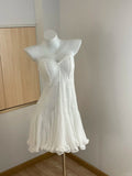 Elegant Tube Top White Lace Splicing Mesh A-line 17th Birthday Homecoming Dress HZ1022