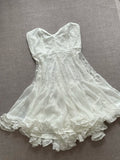 Elegant Tube Top White Lace Splicing Mesh A-line 17th Birthday Homecoming Dress HZ1022