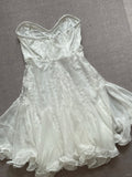 Elegant Tube Top White Lace Splicing Mesh A-line 17th Birthday Homecoming Dress HZ1022