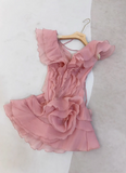 Design Ruffled V-neck One-shoulder Chiffon 17th Birthday Homecoming Dress HZ1022