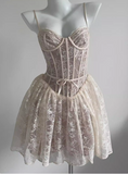 Sexy Lace Suspender Princess Dress Fishbone A-line Birthday Dress Homecoming Dress HZ1022