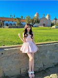 Sweet Sling Backless Bow A-line Fluffy Lace Birthday Dress Homecoming Dress HZ1022