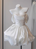 Elegant Satin One Shoulder Short Birthday Dress Homecoming Dress HZ1022