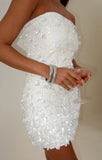 Beautiful White Tube Top Sequined Slim Fit Hip 17th Birthday Homecoming Dress HZ1022