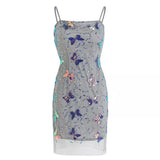 Sweet Suspenders Light Blue Bow Sequined Birthday Skirt Homecoming Dress HZ1022