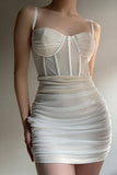Simple Sling Fishbone Blue Pleated Hip 17th Birthday Homecoming Dress HZ1022