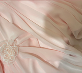 Elegant Pink Off-shoulder 3D Flower Pleated Chiffon Long Prom Dress HZ1022