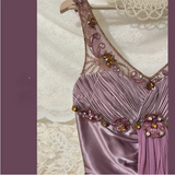 Vintage Satin Hand-Pleated Heavy Art Prom Dress HZ1022