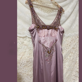 Vintage Satin Hand-Pleated Heavy Art Prom Dress HZ1022