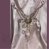 Vintage Satin Hand-Pleated Heavy Art Prom Dress HZ1022