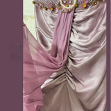 Vintage Satin Hand-Pleated Heavy Art Prom Dress HZ1022