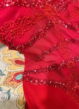 Stunning Red Strappy Beaded Chiffon Mermaid Prom Dress HZ1022