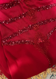 Stunning Red Strappy Beaded Chiffon Mermaid Prom Dress HZ1022