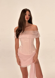 Cute One Shoulder Satin Herringbone Mini Homecoming Dress HZ1022
