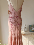 Elegant Swing Collar 3D Rose Strap Chiffon Mermaid Prom Dress HZ1022