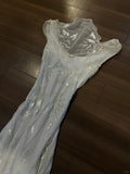 Elegant White Swing Neck Sequin Chiffon Long Prom Dress HZ1022