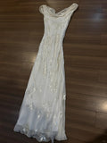 Elegant White Swing Neck Sequin Chiffon Long Prom Dress HZ1022