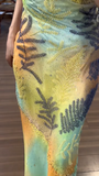Vintage Strapless Oil Painting Beaded Chiffon Long Prom Dress HZ1022