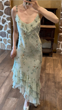 Elegant Blue Rose Strapless Multi-Layer Bias-Cut Skirt Chiffon Prom Dress HZ1022