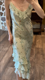 Elegant Blue Rose Strapless Multi-Layer Bias-Cut Skirt Chiffon Prom Dress HZ1022
