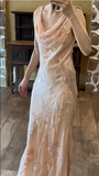 Sweet Pink Sparkling Sequin Swing Neck Chiffon Prom Dress HZ1022