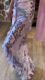 Charming Purple Leopard Strapless Chiffon Mermaid Prom Dress HZ1022
