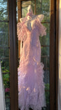 Beautiful Lavender Deep V-neck Suspender Lace Ruffled Mermaid Prom Dress HZ1022