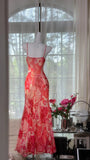 Beautiful Printed V-neck Strapless Chiffon Mermaid Prom Dress HZ1022