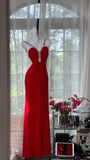 Sexy Red Halter Neck Beaded Backless Chiffon Prom Dress HZ1022