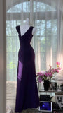 Elegant Purple Strapless Chiffon Long Prom Dress HZ1022