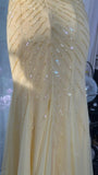 Pretty Yellow Sequin Halter Neck Backless Mermaid Prom Dress HZ1022