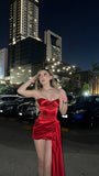 Beautiful Tube Top Red Satin Slim Fit Hip 17th Birthday Homecoming Dress HZ1022