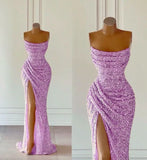 Elegant Strapless Mermaid Sequins Prom Dress Birthday Outfits HZ1022