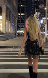 Sparkling Tassel Square Neck Star Sequin Open Back Homecoming Dress HZ1022