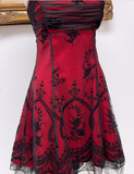 Vintage Black Tulle Lace Pink Satin A-line Birthday Short Skirt Homecoming Dress HZ1022