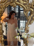 Sexy White Strapless Herringbone Tulle Homecoming Dress HZ1022