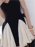 Design Black And White Stitching Suspender Back A-line Birthday Short Skirt Homecoming Dress HZ1022