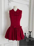 Beautiful Red Three-dimensional Flower Sleeveless Polo Collar Sleeveless Flower Bud Birthday Short Skirt Homecoming Dress HZ1022
