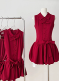 Beautiful Red Three-dimensional Flower Sleeveless Polo Collar Sleeveless Flower Bud Birthday Short Skirt Homecoming Dress HZ1022