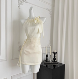 Elegant Halter Neck Strapless Satin Hip-hugging Birthday Skirt Homecoming Dress HZ1022