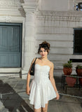 Cute Tube Top Herringbone White Irregular Birthday Dress Homecoming Dress HZ1022