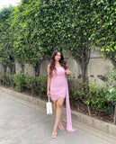 17th Birthday Pink Strapless Chiffon Slim Fit Hip Homecoming Dress HZ1022