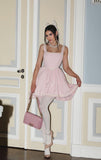 Sweet Pink Square Neck A-Line Birthday Short Skirt Homecoming Dress HZ1022