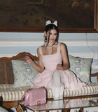 Sweet Pink Square Neck A-Line Birthday Short Skirt Homecoming Dress HZ1022