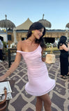 Designer Pink Off-the-shoulder Waist 16th Birthday Homecoming Dress HZ1022