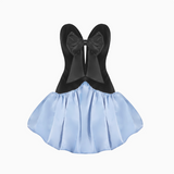 Vintage Black Velvet Bow Light Blue Puffy Birthday Dress Homecoming Dress HZ1022